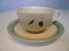 rare Poole pottery tea cup/saucer "Fresco"  green Rachel Barker,  fab condition
