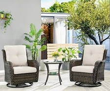 White 3 Piece Outdoor Swivel