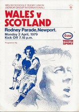 Wales Schools v Scotland Schools Schools International 2nd April 1979