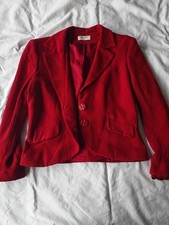 KALIKO Vintage Red Virgin Wool Blazer Jacket UK 12 / EU 38 - Floral Buttons