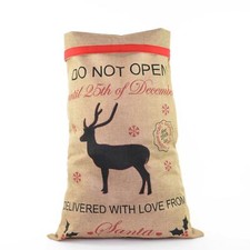2 Christmas Santa Sack Large Hessian Stocking Father Xmas Gift Present Bags 70cm