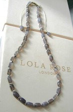 LOLA ROSE *STUNNING* GREY AGATE SILVER SPACERS ADJUSTABLE NECKLACE 19"-25" QVC