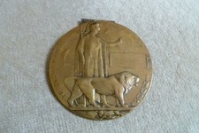 WW1  Memorial Plaque / Dead mans penny medal. HUGH JONES