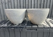 Fake Stone Medium Plant Pots Grey Plastic Outdoor