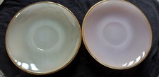 2 FRENCH ARCOPAL HARLEQUIN SAUCERS