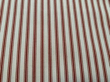 Ian Mankin *TICKING STRIPE* Cotton in Crimson  1.9 Metres  RRP £39.50 PM