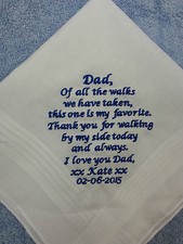 PERSONALISED MEN HANDKERCHIEF HANKIE WEDDING GIFT DAD GENTS FAVOURITE WALK POPS