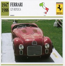 1947-1988 FERRARI 125 Replica Sports Classic Car Photo/Info Maxi Card