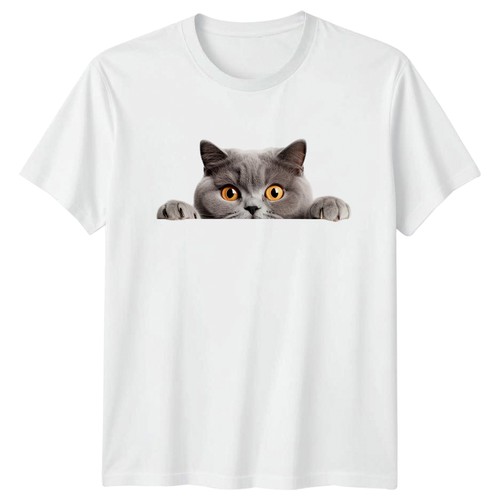 Peeking cat shirt british - peeking, t-shirt