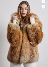 Real Fox Fur Hooded Size S/m