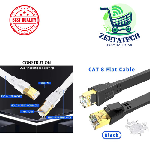 Flat cat8 shielded 2000mhz - cat8,