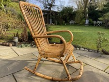Large Vintage Cane Bamboo Rocking Chair