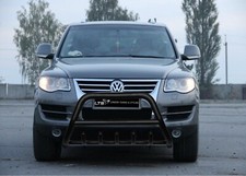 VW TOUAREG STAINLESS STEEL BLACK AXLE NUDGE A-BAR BULL BAR GUARD 2002-2015