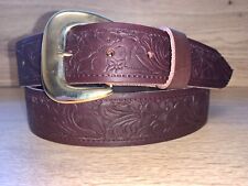 Horses head Belt Brown Real Italian Leather Jeans Belt Press Stud 38mm wide F8