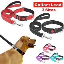 3 Sizes Reflective Soft Dog Collar and Lead Set Adjustable Leash Padded Collar