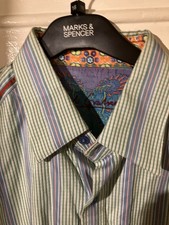 Robert Graham Men's Long Sleeve Shirt Striped Pattern, 100% Cotton, XL