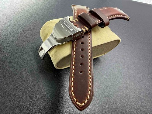 22mm tudor brown strap leather - brown,