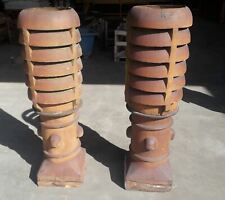 A Fine Pair of Reclaimed Red Victorian Louvered Chimney Pots
