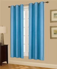 2 PANEL SOLID LINED FAUX SILK BLACKOUT GROMMET WINDOW CURTAIN DRAPE 2 SIZES K32