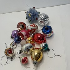 Vintage Christmas Tree Baubles 17 Various Colours Shapes Patterns 80s 90s 00s