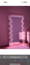 Neon Acrylic Wave Mirror - Pink & White, Full-length mirror  neon light