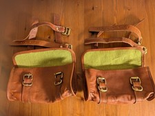 Leather Tool Rolls Panniers Saddle Bag Motorcycle W 10"X H 5"X D 4" Approx Used
