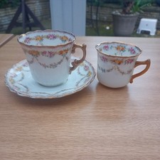 Antique Redfern and Drakeford Floral 2180 China Teacup and Saucer +espresso cup 