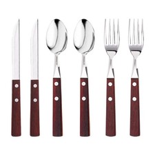 6-Pack Wooden Handle Stainless