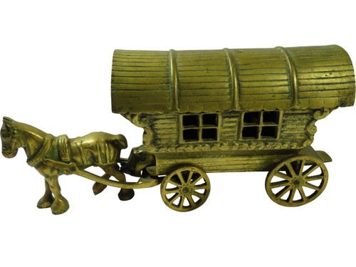 Vintage brass horse drawn - horse,