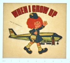 Original VINTAGE 1970s Heat Transfer | When I Grow Up Stewardess Airplane