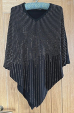 MALISSA J SEQUIN BLACK PONCHO
