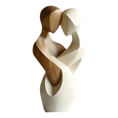 Wooden couple statue - wooden,