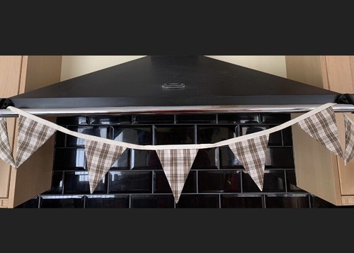 Beige cream tartan bunting - beige,