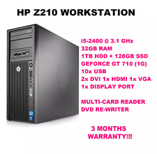 HP Z210 WORKSTATION  1TB HDD 128GB SSD 32GB i5-2400 3.1GHz GEFORCEGT710 90DAYWAR