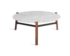 MARBLE LARGE  COFFEE TABLE BLU DOT ,SOLID WALNUT & BLACK STEEL CONTEMPORARY