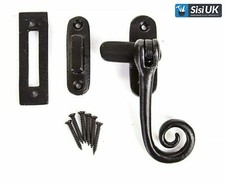BLACK ANTIQUE WINDOW CASEMENT FASTENER Cast Iron Monkey Tail Mortice Latch