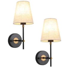 Set of 2 Black and Gold Wall Lights for Living Room Bedrooms, Modern Wall Sconc