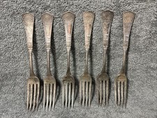 Lot (6) 1881 Brown & Bros Silver Plated Victorian FORKS with Heron 7” Ornate