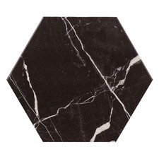 Hexagonal Black Marble Porcelain Wall Floor Kitchen Bathroom Tile CUT SAMPLE