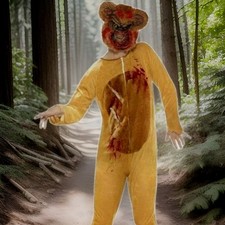 NEW Deluxe Zombie Teddy Bear w/Bodysuit & EVA Mask Adults Halloween Fancy Dress