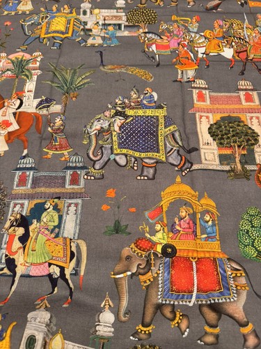 Mughal procession fabric panel - mughal,