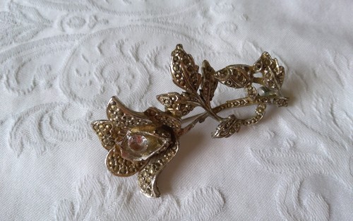 Marcasite silver tone floral - marcasite,