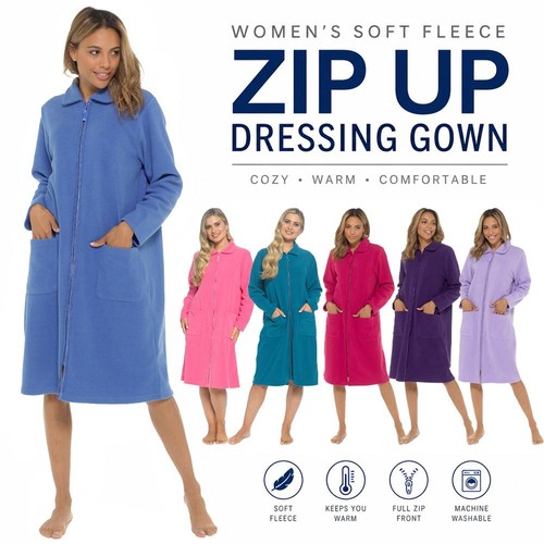 Zip fleece dressing gown - zip,