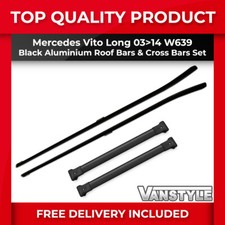 FITS MERCEDES VITO W639 03-14 LONG BLACK ROOF BARS & CROSS BAR SET RACK NO DRILL