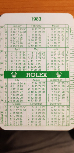 Rolex calendar 1983 1984 - rolex, green
