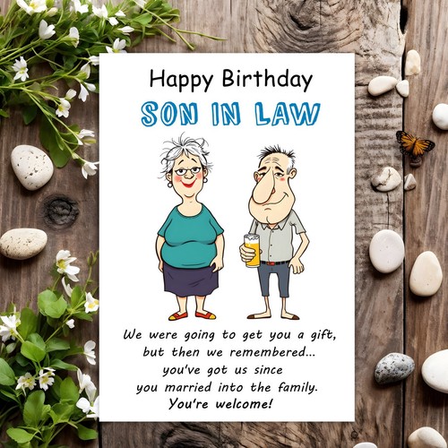 Son law funny birthday card - law,