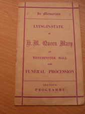 Royal memorabilia Programme of lying-in-state of H.M. Queen Mary from 1953