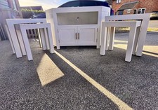 Oak Corner Tv Unit and Two Nest of Tables Set of 2 Solid Wood