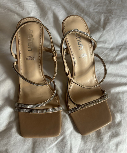 Schuh beige strappy rhinestone - schuh,
