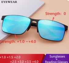 Square Tinted Bifocal Reading Glasses Men Outdoor UV Protection Sunglasses
